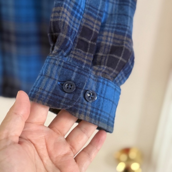 LL Bean Boys Flannel Blue Plaid Size M - Picture 7 of 11